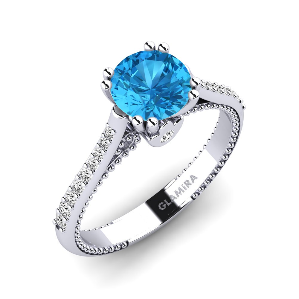Topacio azul Anillo de compromiso Puerza