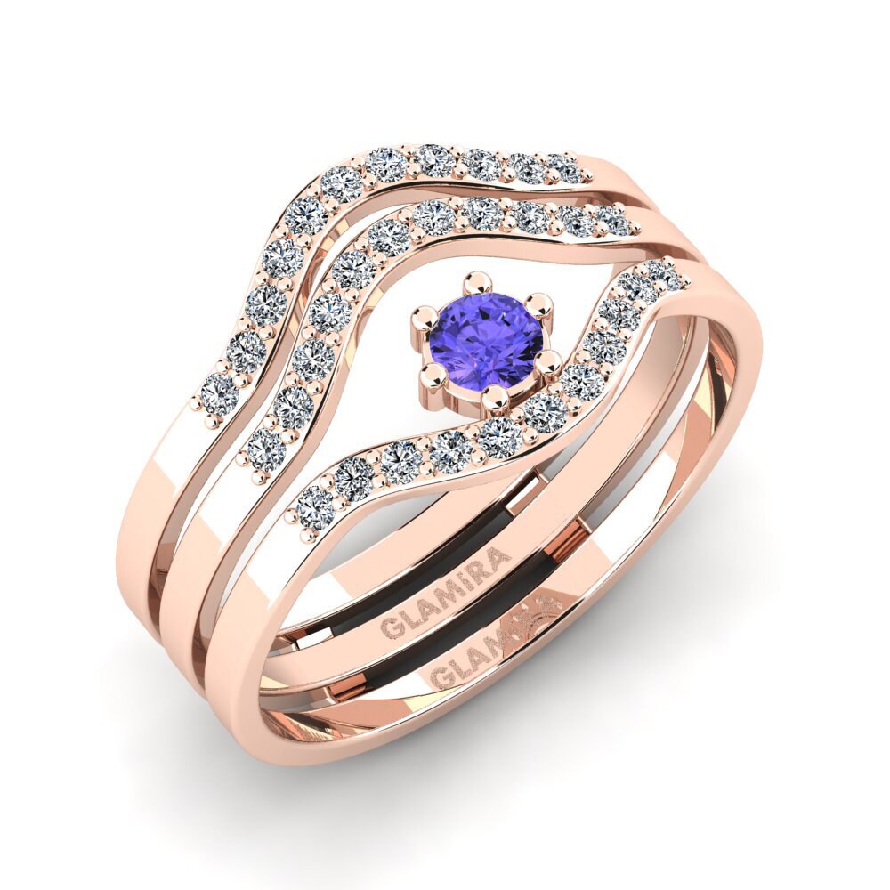 14ct Rose Gold Tanzanite Ring Puiti SET