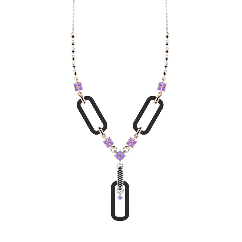 9ct Rose & White Gold Amethyst Women's Necklace Punita