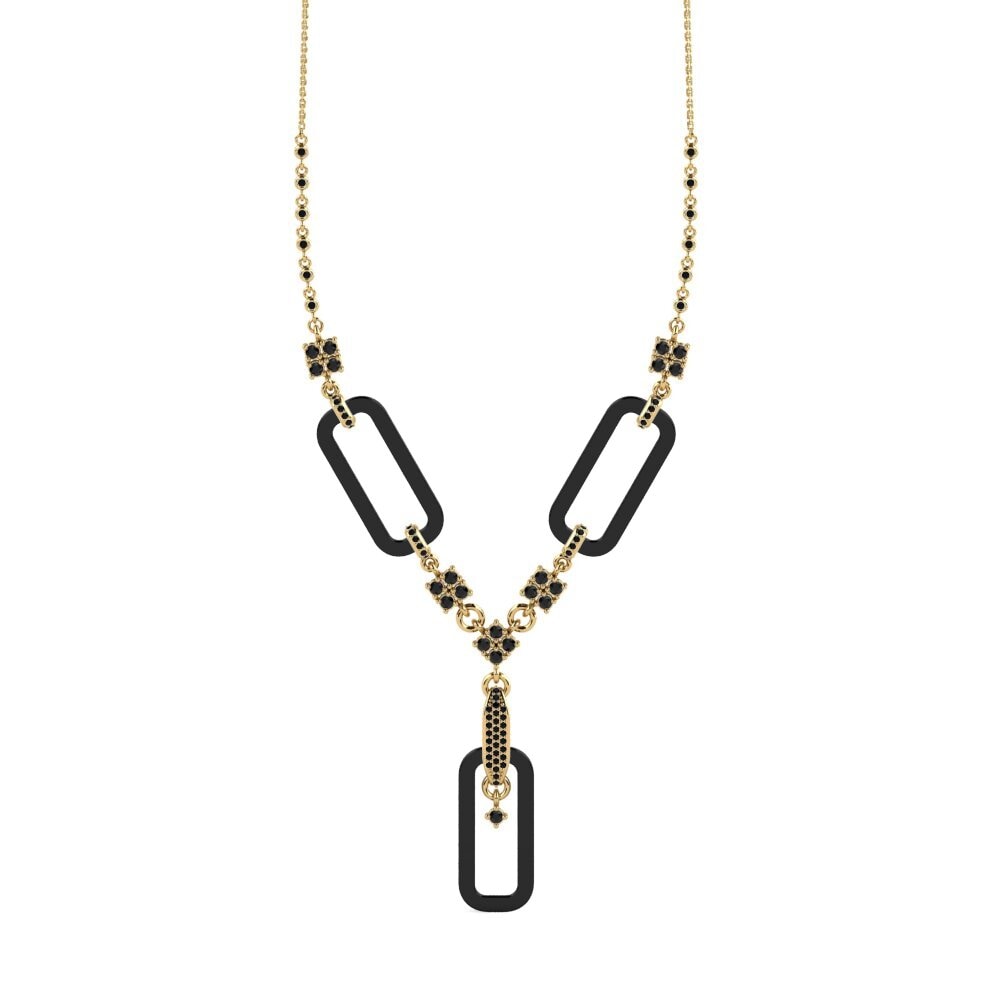 9ct Yellow Gold Black Sapphire Women's Necklace Punita