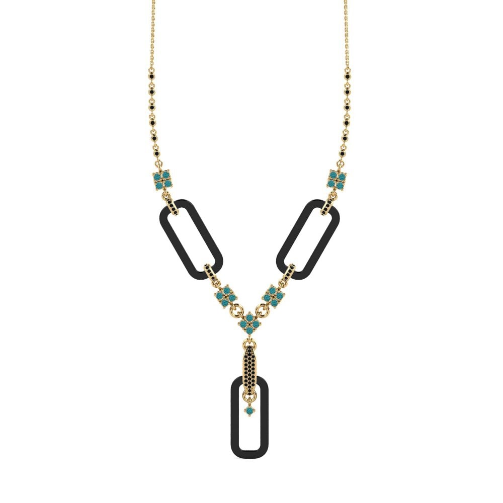 9ct Yellow Gold Blue Diamond Women's Necklace Punita