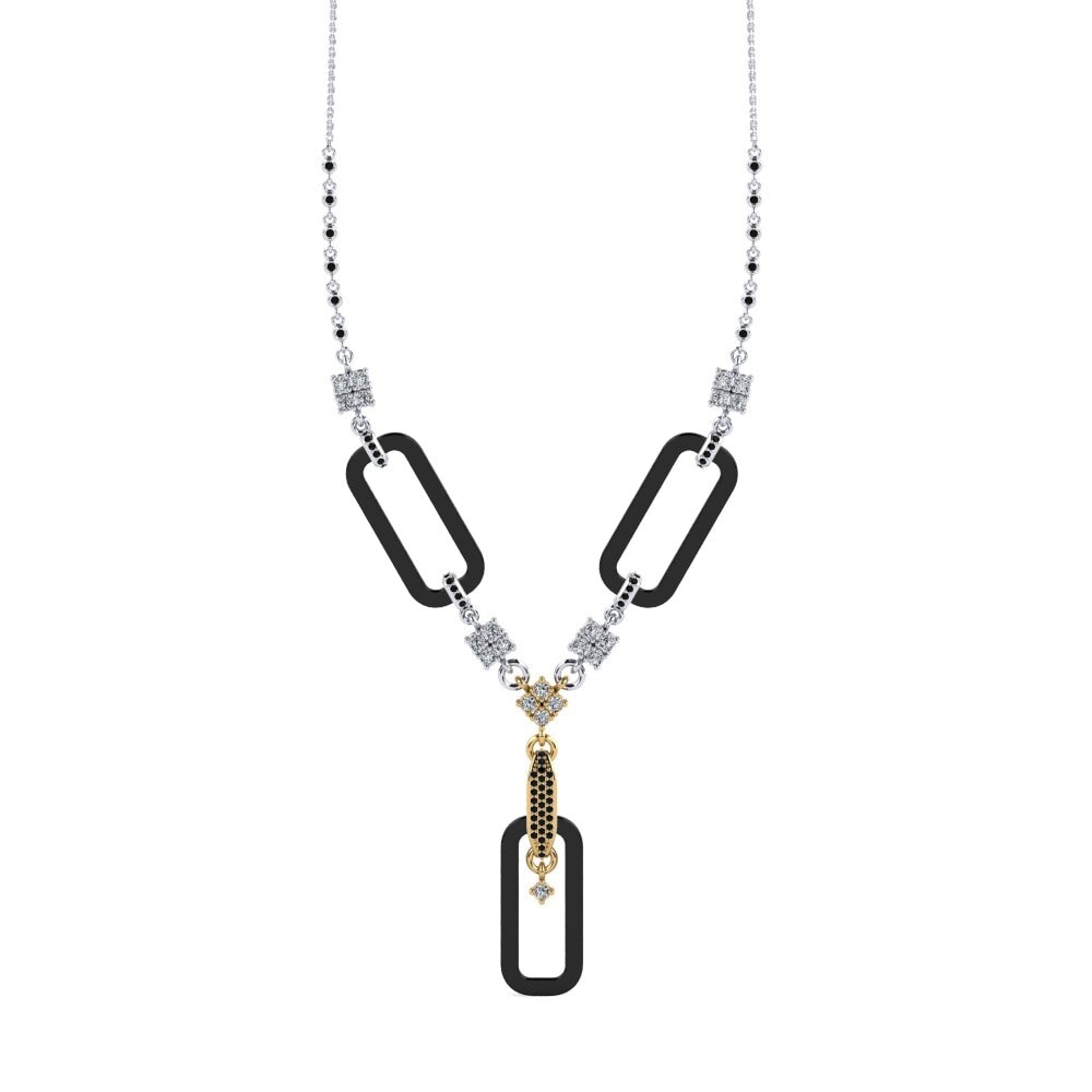 14ct White & Yellow Gold Zirconia Women's Necklace Punita