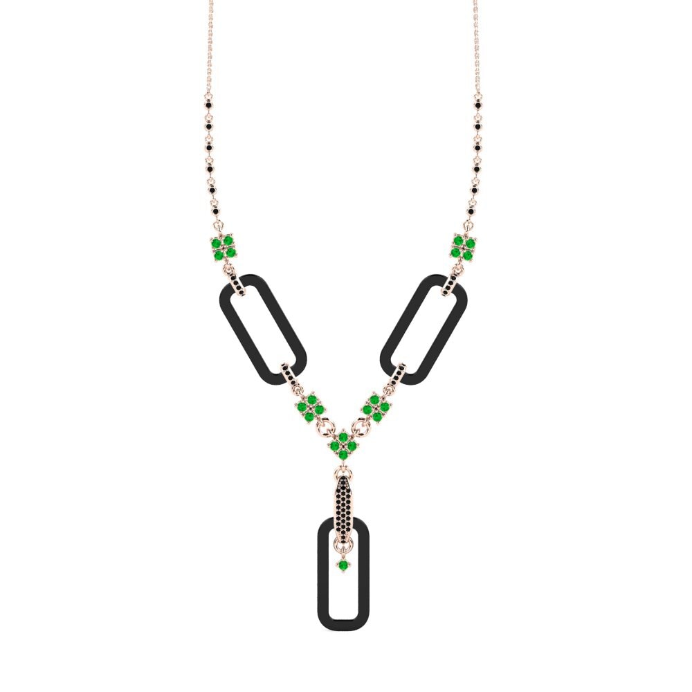 9ct Rose Gold Emerald Women's Necklace Punita