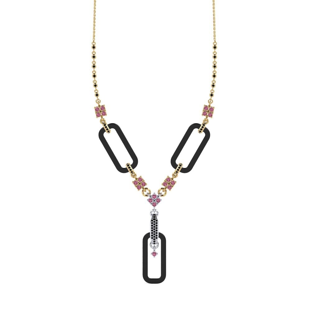 18ct Yellow & White Gold Rhodolite Garnet Women's Necklace Punita