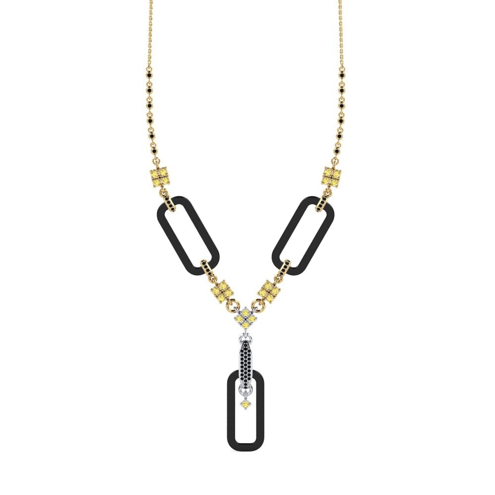 9k Yellow & White Gold Yellow Sapphire Women's Necklace Punita