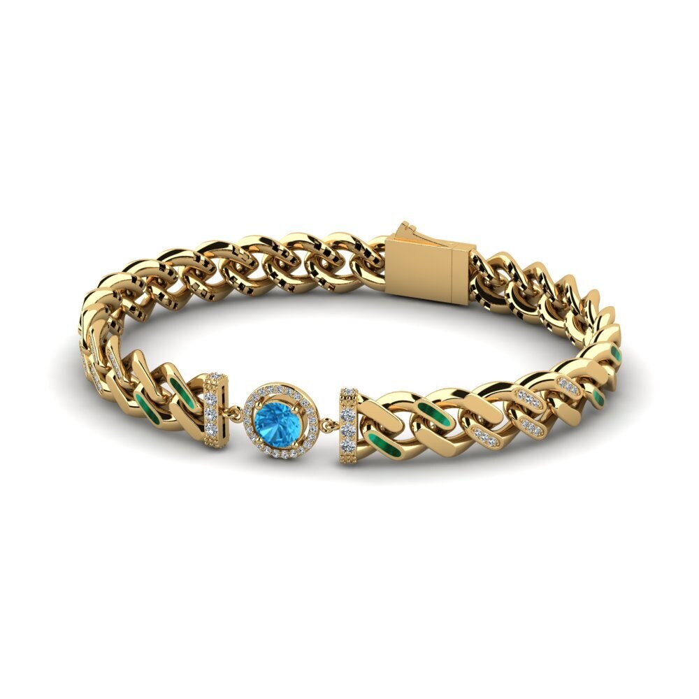 14k Oro Amarillo Topacio azul Pulsera de Mujer Purgrotabile