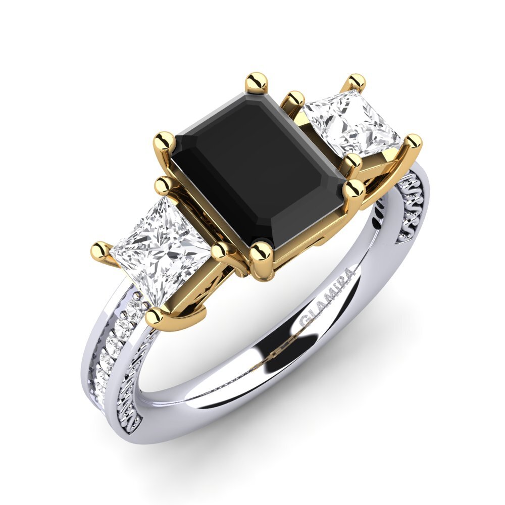 14k Oro Blanco & Amarillo Anillo de compromiso Purnima