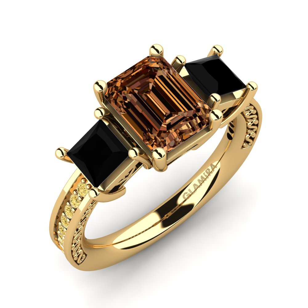 18k Oro Amarillo Anillo de compromiso Purnima