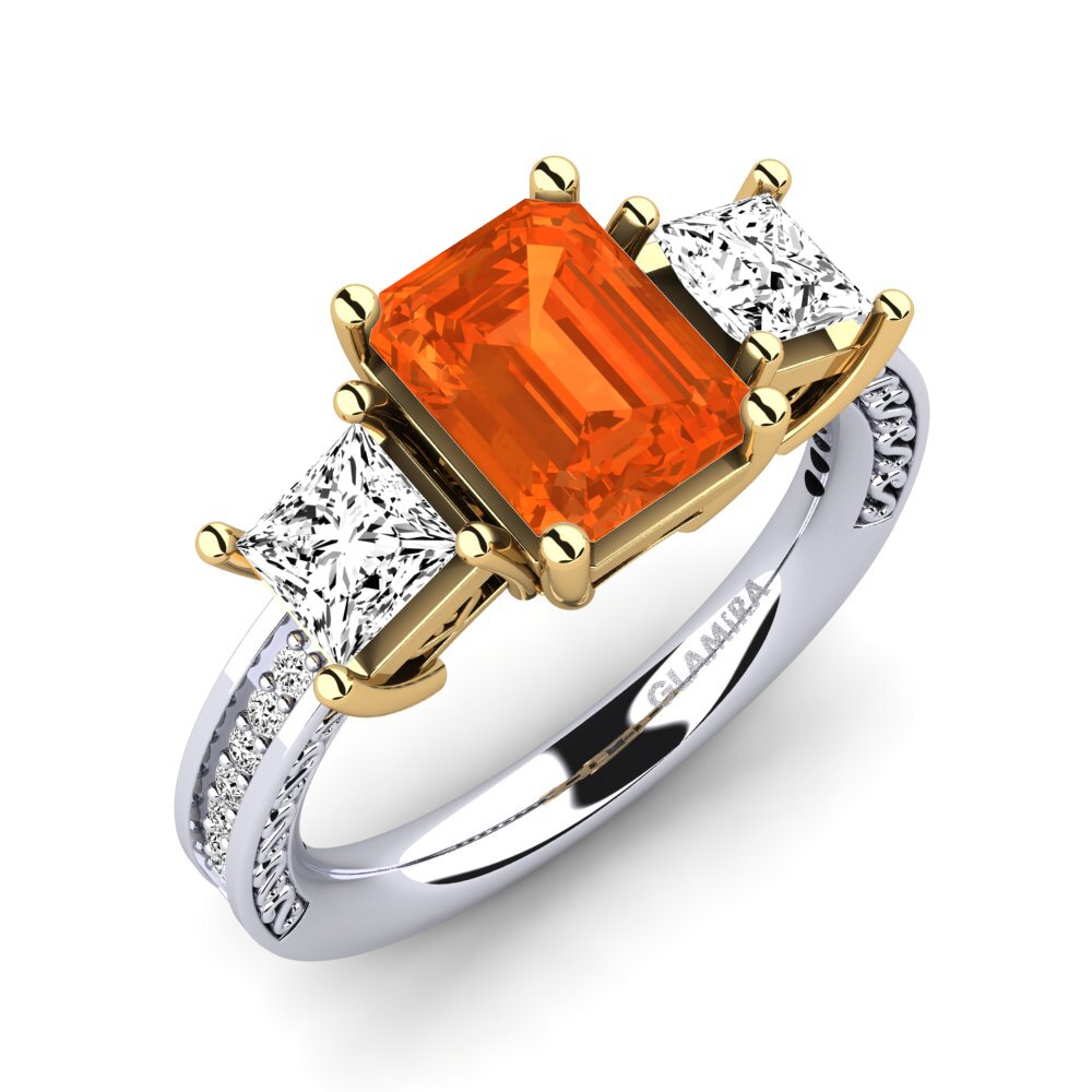 18ct White / Yellow Gold Fire-Opal Engagement Ring Purnima