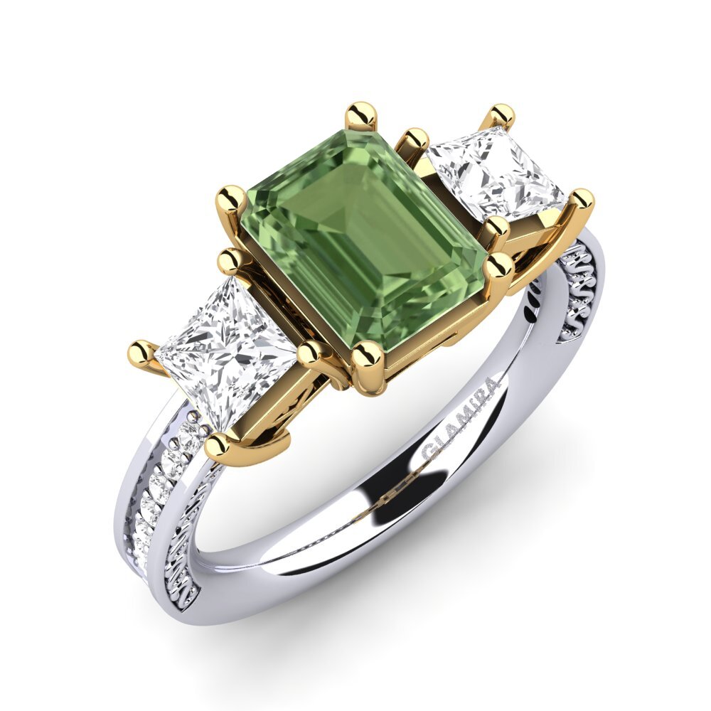 9k Oro Blanco & Amarillo Anillo de compromiso Purnima