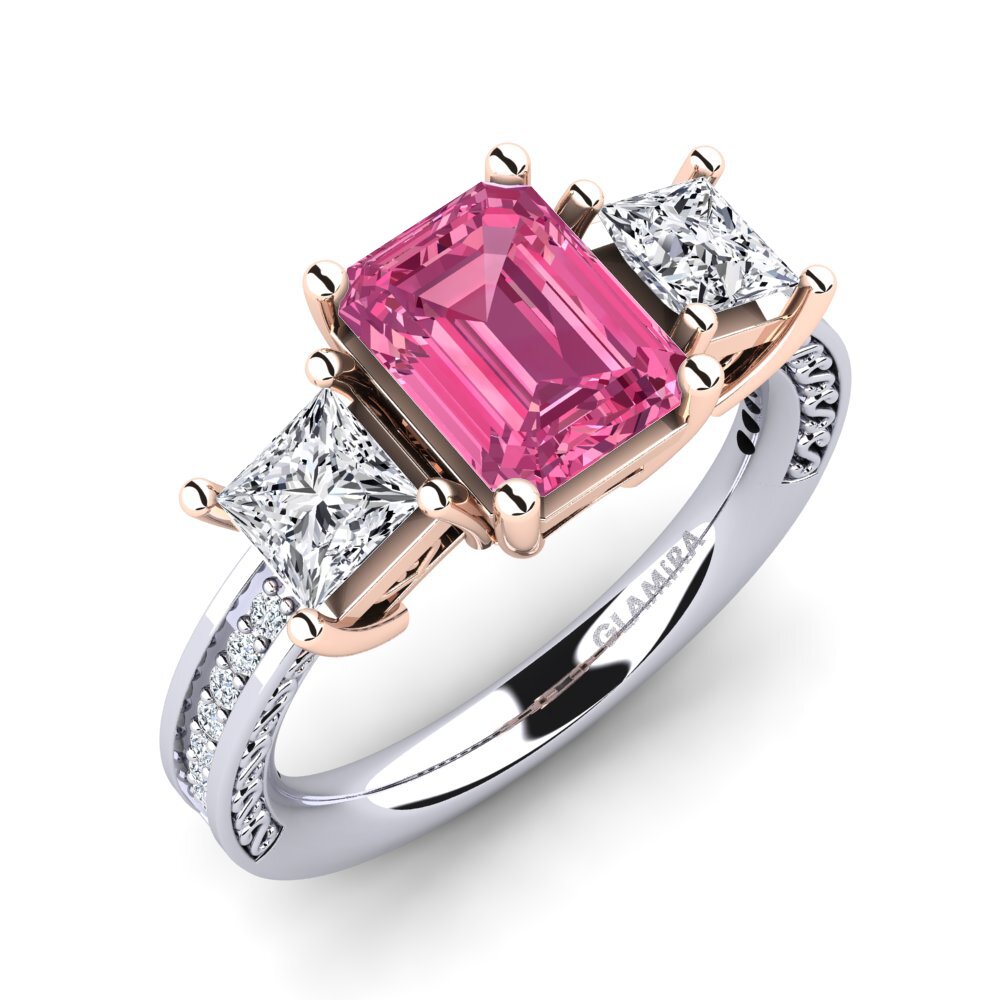 14ct White & Rose Gold Pink Tourmaline Engagement Ring Purnima