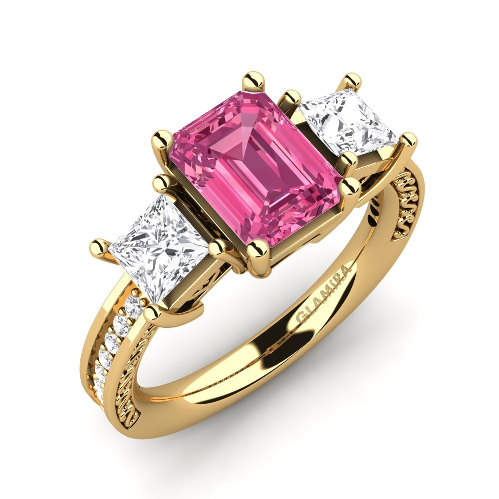 9ct Yellow Gold Pink Tourmaline Engagement Ring Purnima