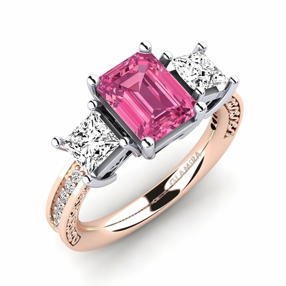 Rózsaszín Turmalin Eljegyzési gyűrű Purnima