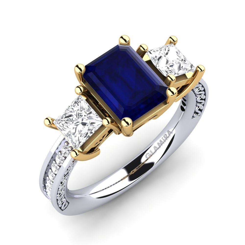 18ct White / Yellow Gold Sapphire Engagement Ring Purnima