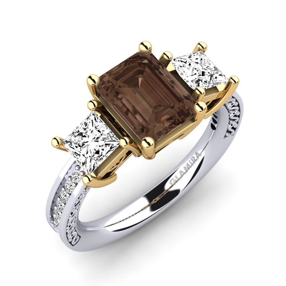 18ct White / Yellow Gold Smoky Quartz Engagement Ring Purnima