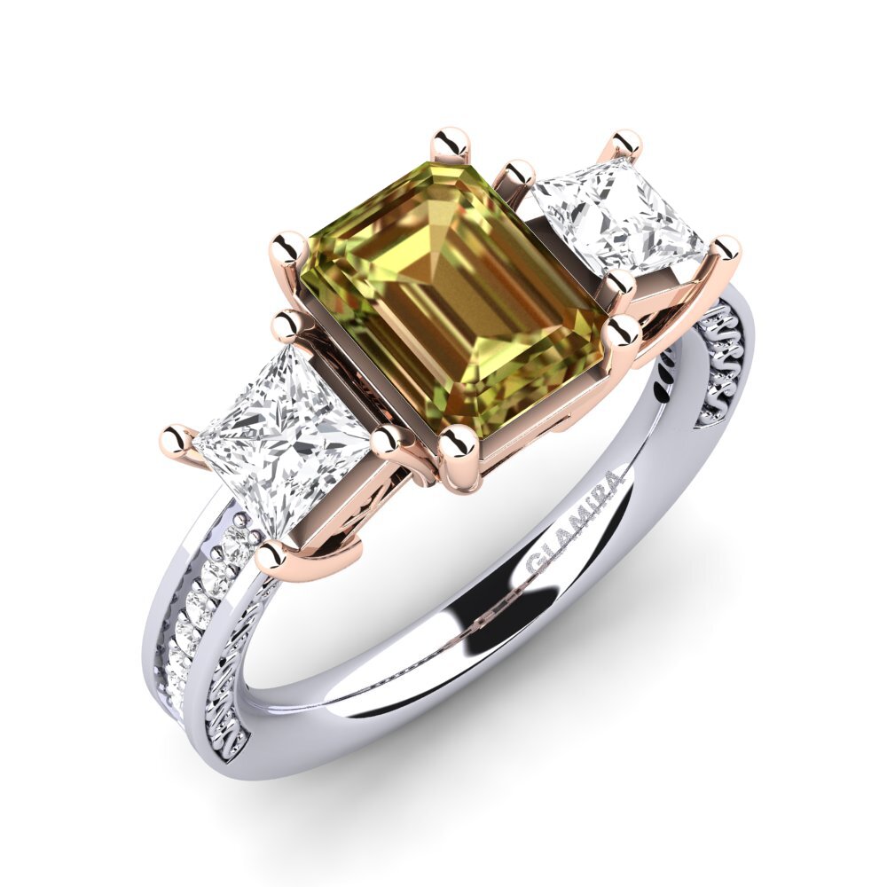 18k Oro Blanco & Rosa Anillo de compromiso Purnima