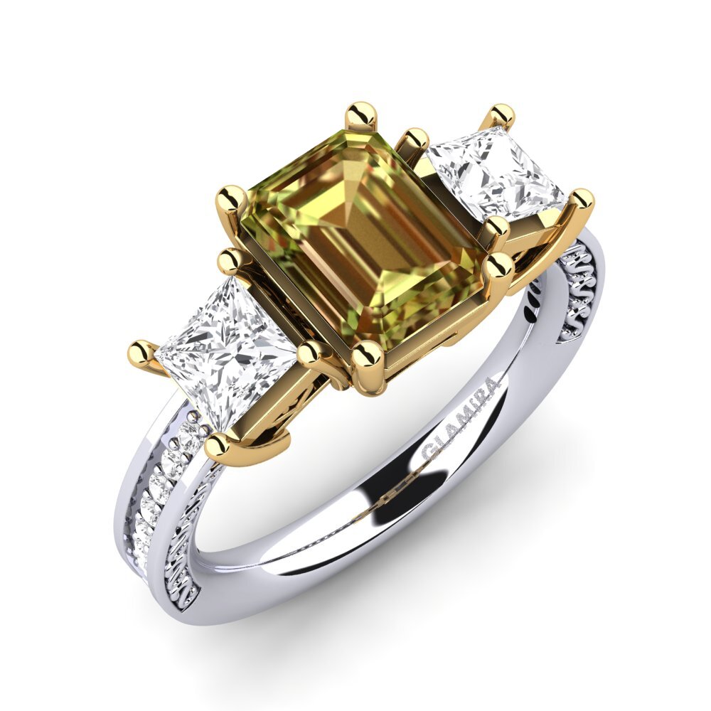 9k Oro Blanco & Amarillo Anillo de compromiso Purnima