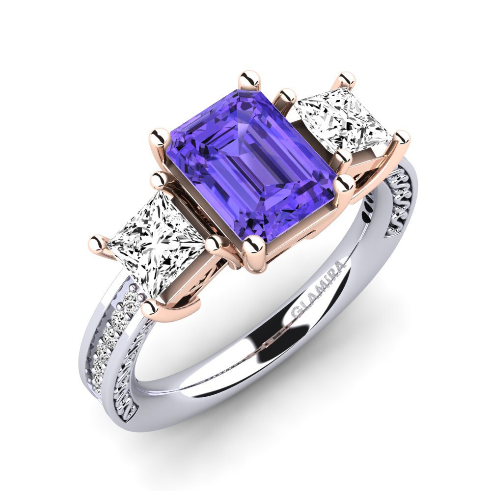 18ct White / Rose Gold Tanzanite Engagement Ring Purnima