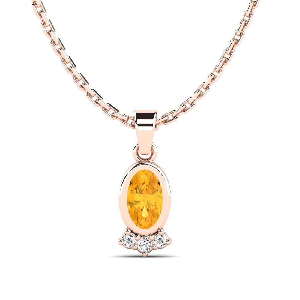 14k Oro Rosa Citrino Colgante de Mujer Purpo