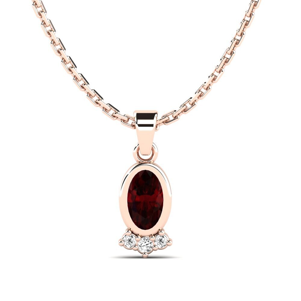 14k Oro Rosa Granate Colgante de Mujer Purpo