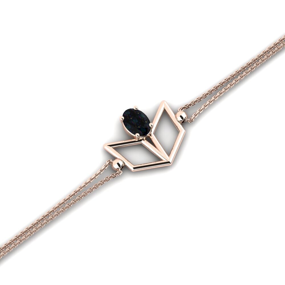 9ct Rose Gold Black Opal Women's Bracelet Pyic