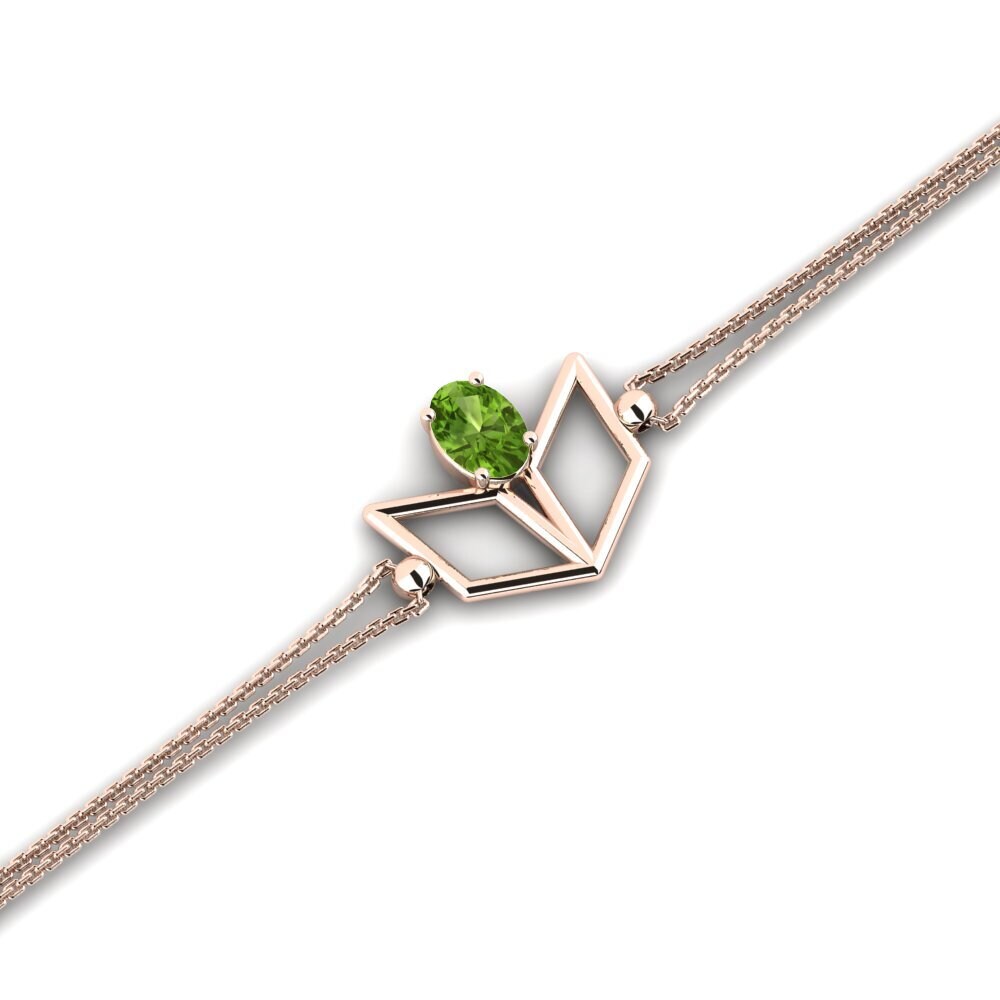 9ct Rose Gold Peridot Women's Bracelet Pyic