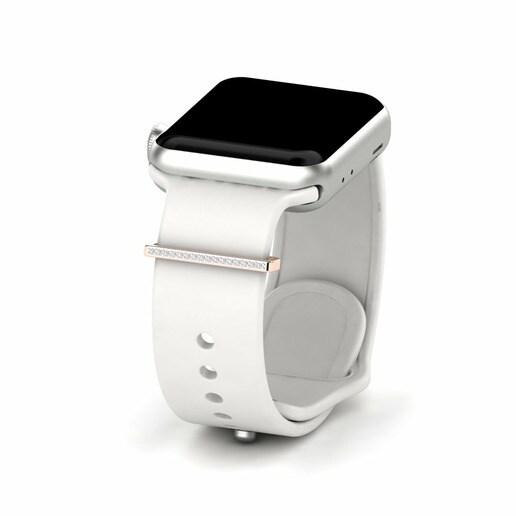 Phụ kiện Apple Watch® Qarsoodiga - A Vàng Hồng 750 & Đá Sapphire Trắng