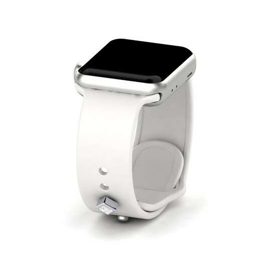 Phụ kiện Apple Watch® Qarsoodiga - D Bạch Kim 950 & Đá Sapphire Trắng