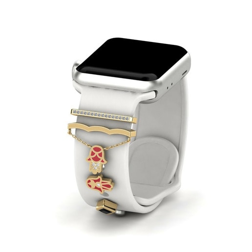 Phụ kiện Apple Watch® Qarsoodiga - SET Vàng 585 & Đá Onyx Đen & Đá Swarovski & Đá Sapphire Trắng