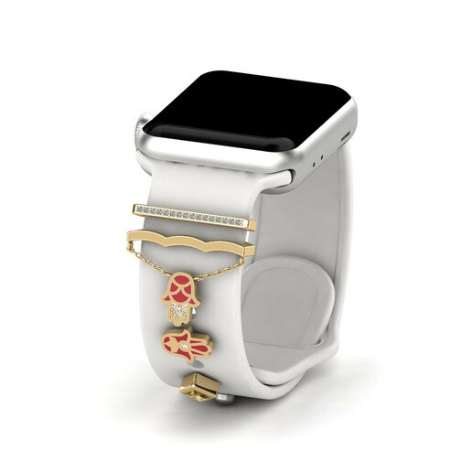Phụ kiện Apple Watch® Qarsoodiga - SET Vàng 585 & Đá Zircon Nâu & Đá Swarovski & Đá Sapphire Trắng