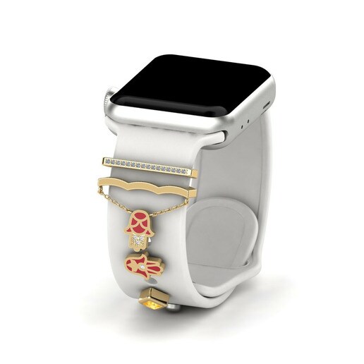 Phụ kiện Apple Watch® Qarsoodiga - SET Vàng 585 & Đá Thạch Anh Vàng & Đá Swarovski & Đá Sapphire Trắng