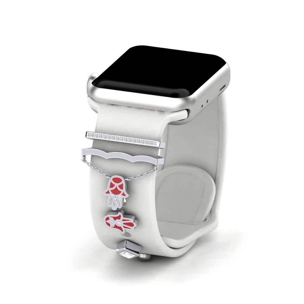 Accesorios para Apple Watch® Qarsoodiga - Set Platino 950 Zafiro blanco