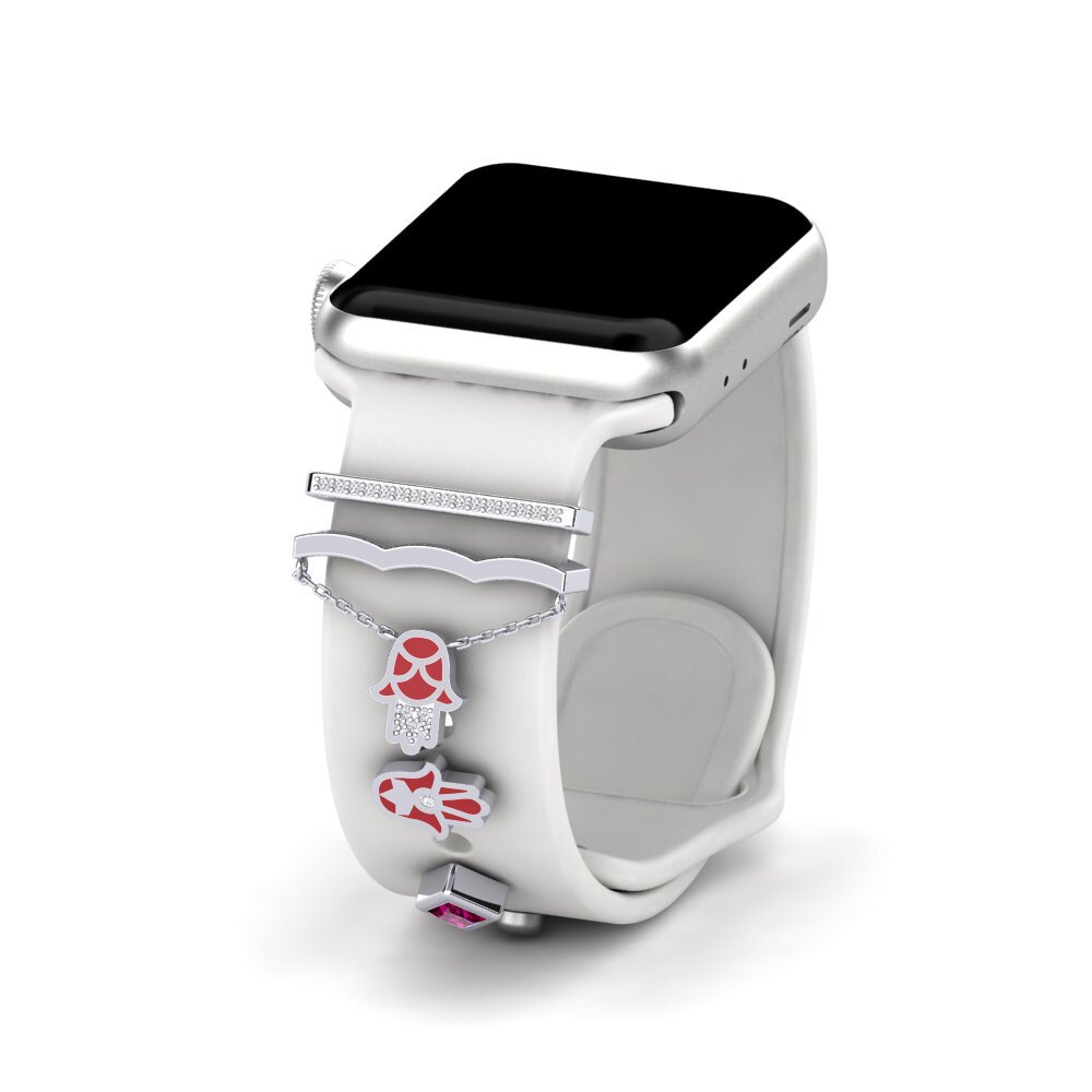 White Silver Rhodolite Garnet Apple Watch® Accessory Qarsoodiga - SET
