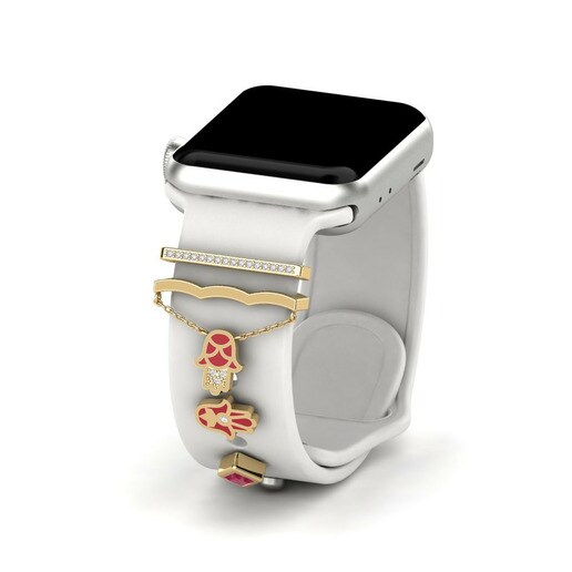 Phụ kiện Apple Watch® Qarsoodiga - SET Vàng 585 & Hồng Ngọc & Kim Cương & Đá Sapphire Trắng
