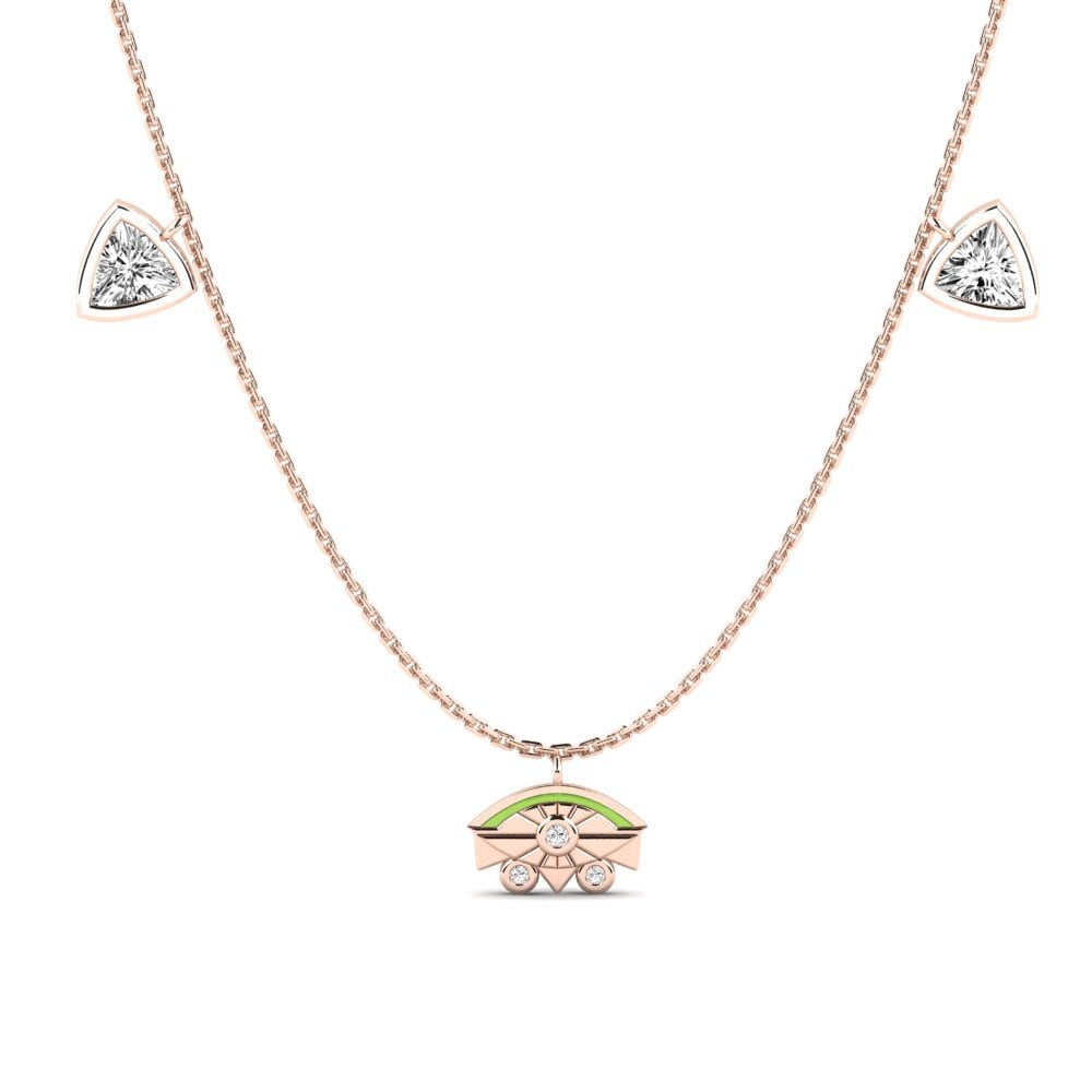 14k Oro Rosa Moissanita Collar de Mujer Qawsalla