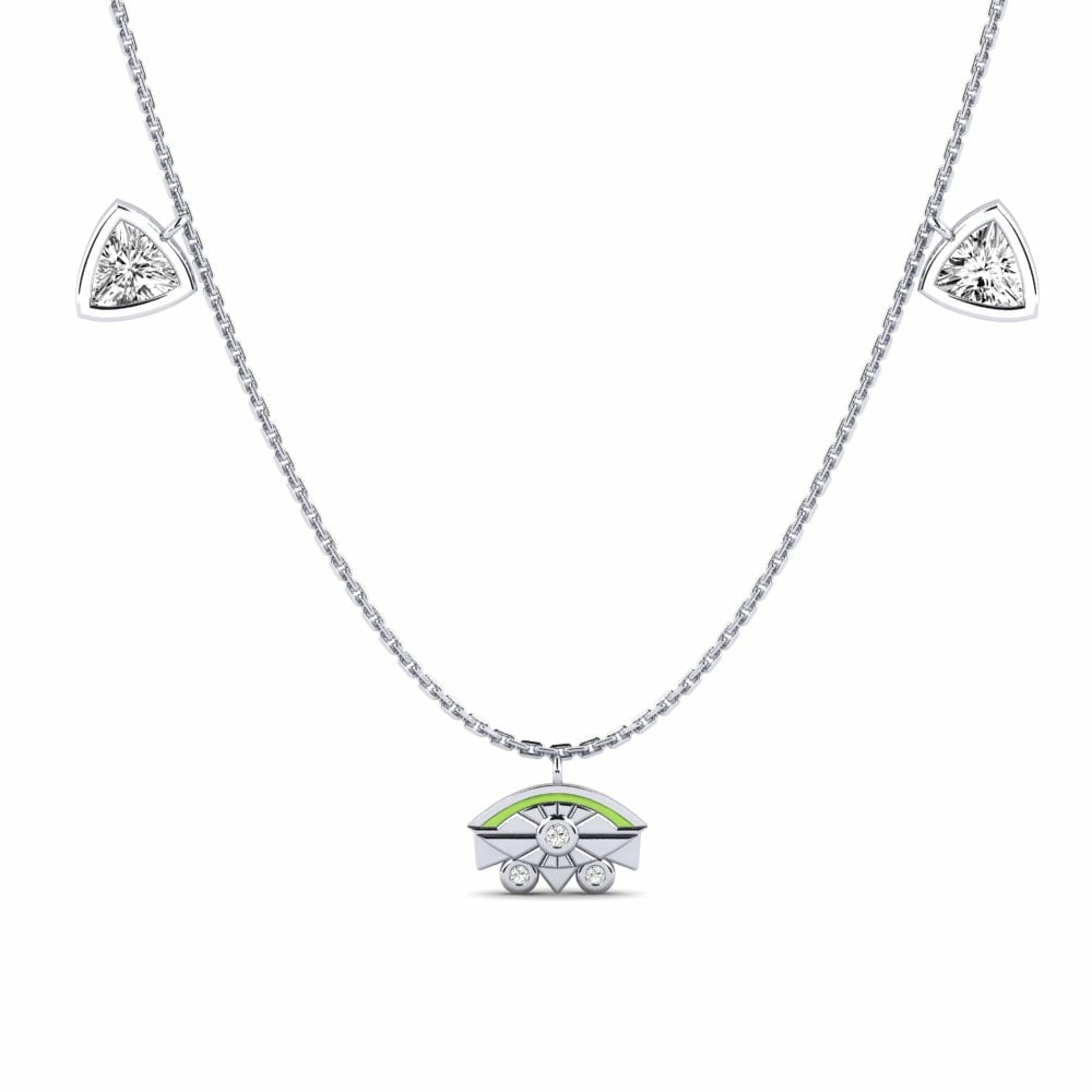 14k Oro Blanco Moissanita Collar de Mujer Qawsalla