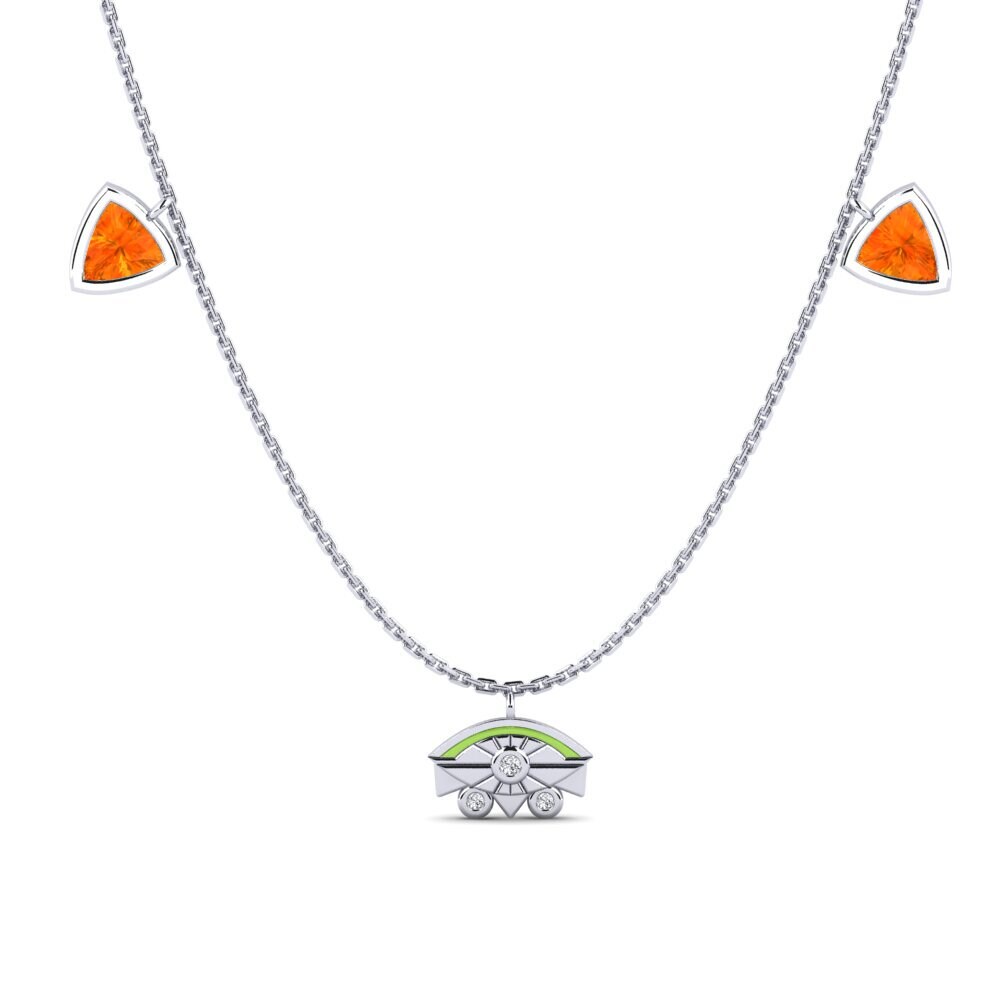 Plata 925 Zafiro Naranja Collar de Mujer Qawsalla