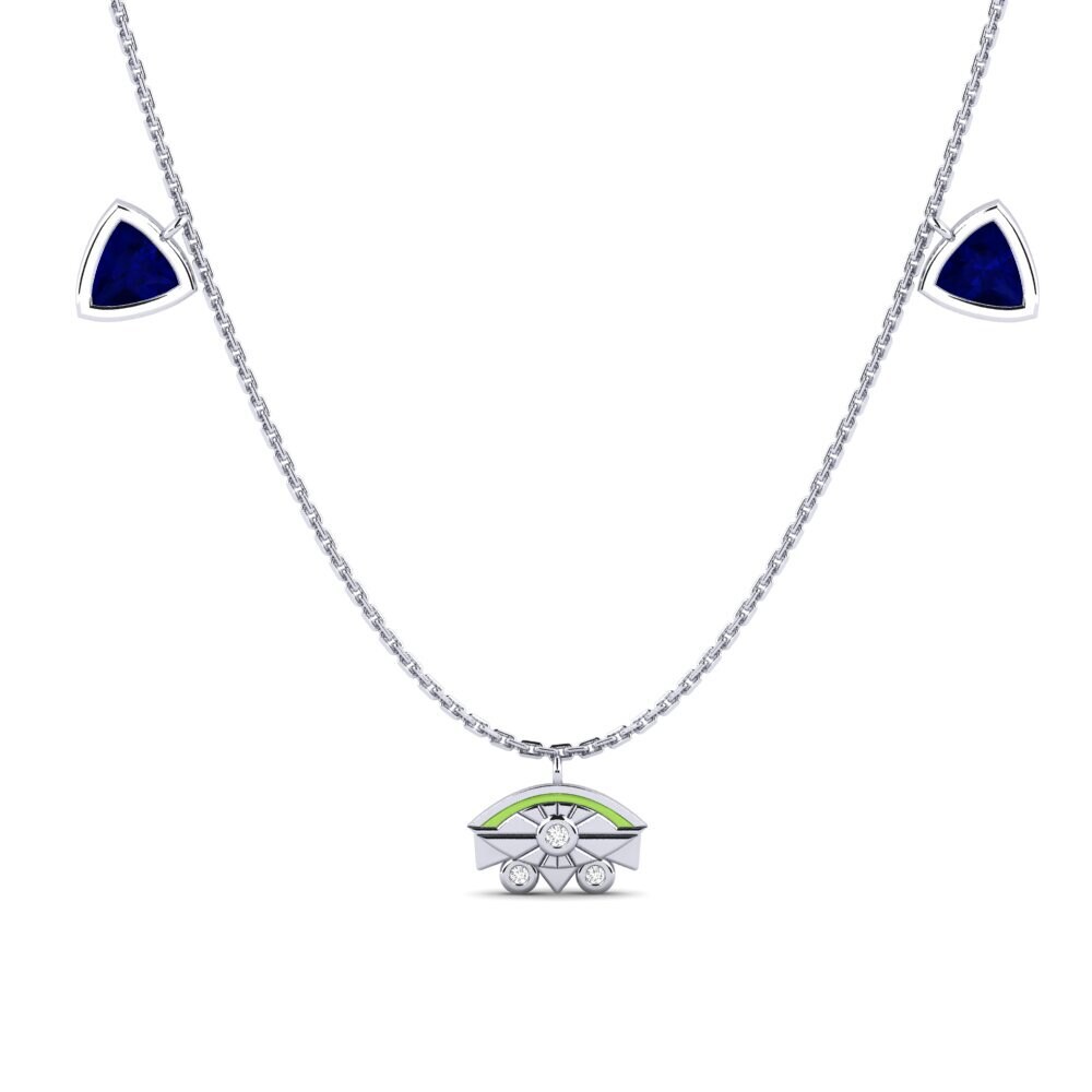 Plata 925 Zafiro Collar de Mujer Qawsalla