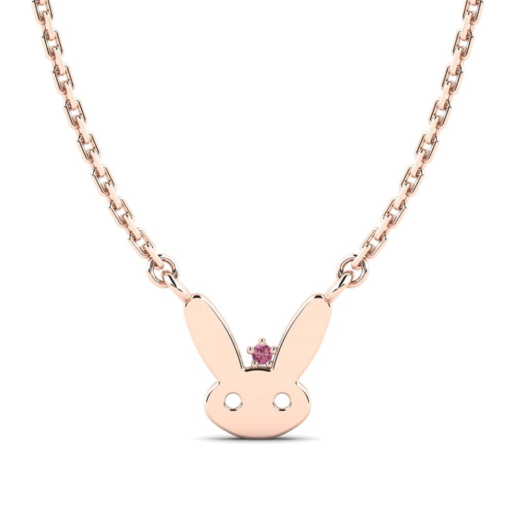 14k Oro Rosa Rodolita de Granito Collar para Niño Quagga