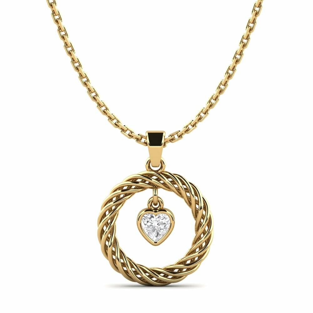 Heart Necklaces GLAMIRA Pendant Quax 585 Yellow Gold White Sapphire