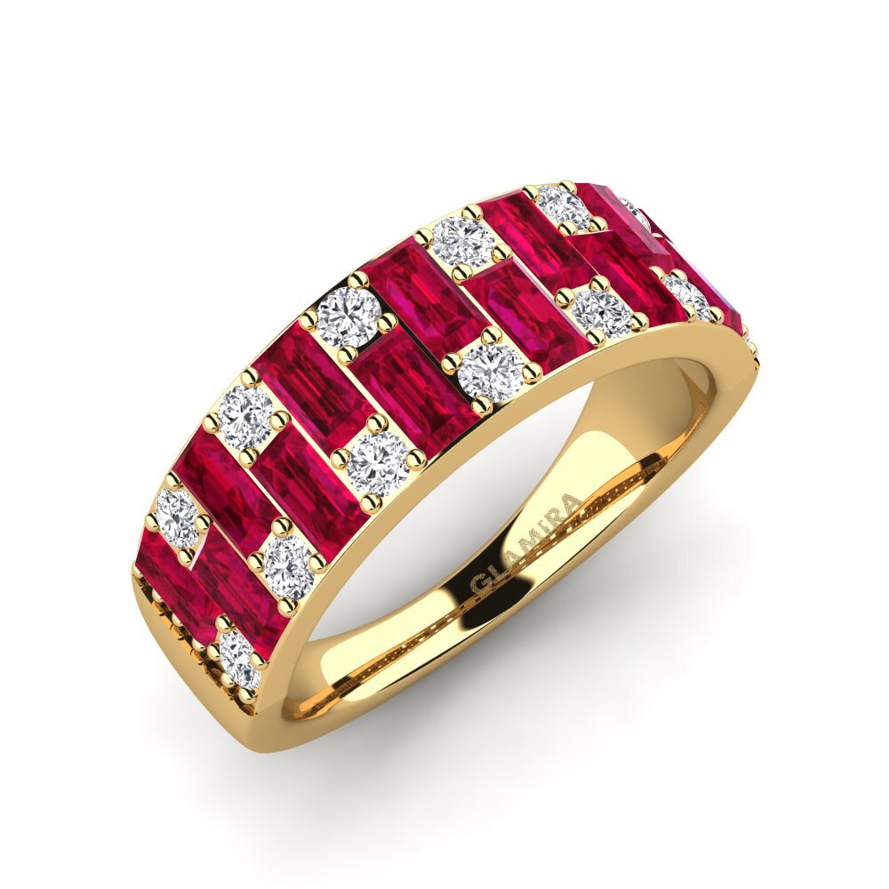 Or Jaune 14k Rubis Bague Queenie