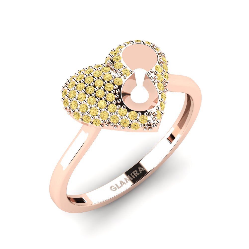 14ct Rose Gold Yellow Diamond Ring Querencia