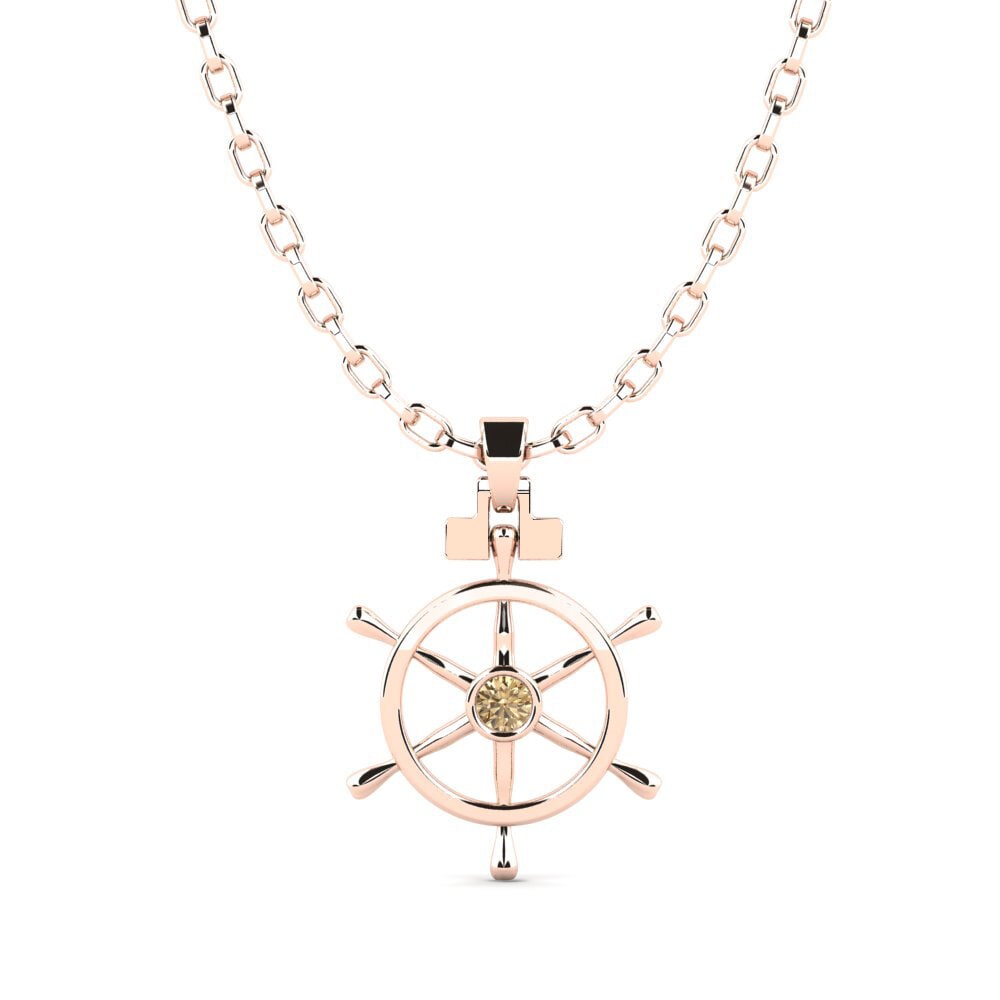 Rotgold 585 Brauner Diamant Herren-Anhänger Quincailleriela