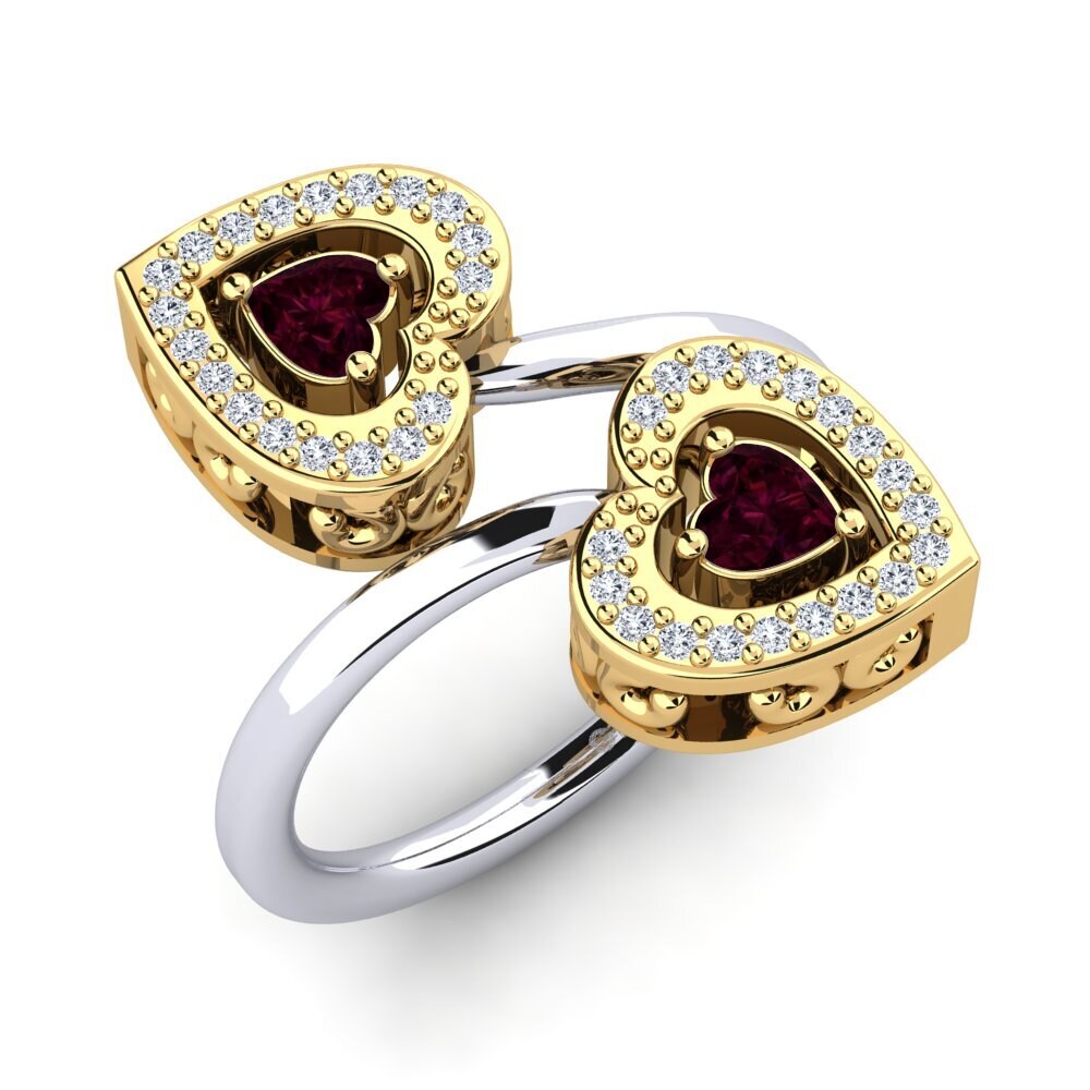 9ct Yellow & White Gold Rhodolite Garnet Ring Quinnita