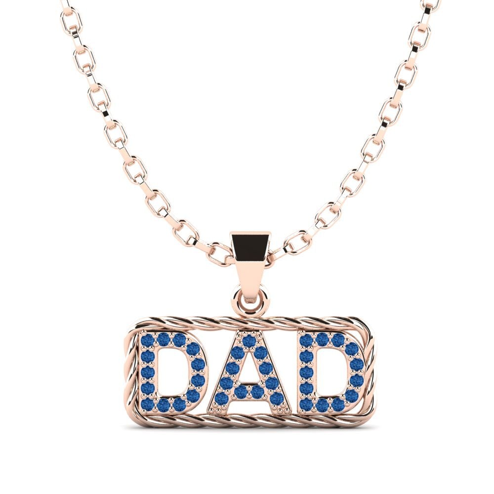 14K Rood Goud Donker Blauwe Zirkoon Heren hanger Quinton