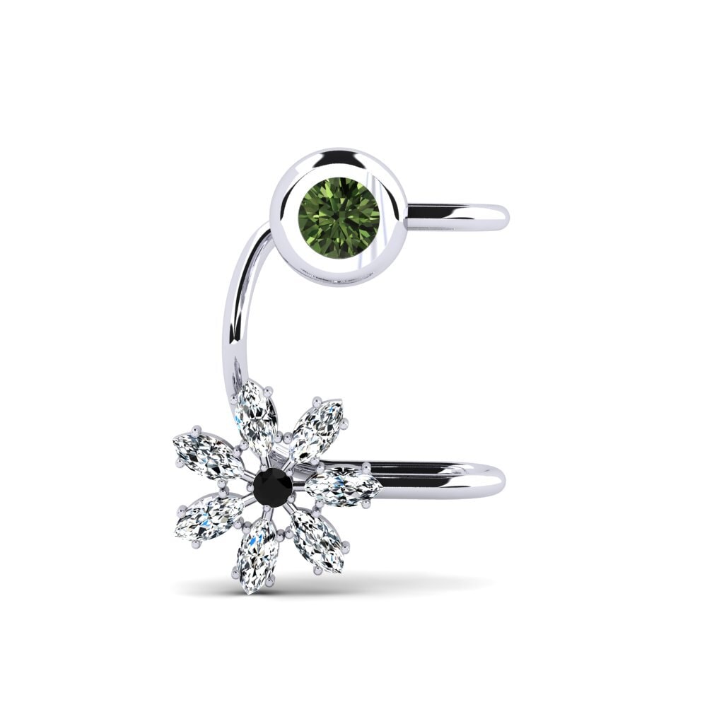 18k Oro Blanco Zafiro Verde Pendiente de mujer Quiroga