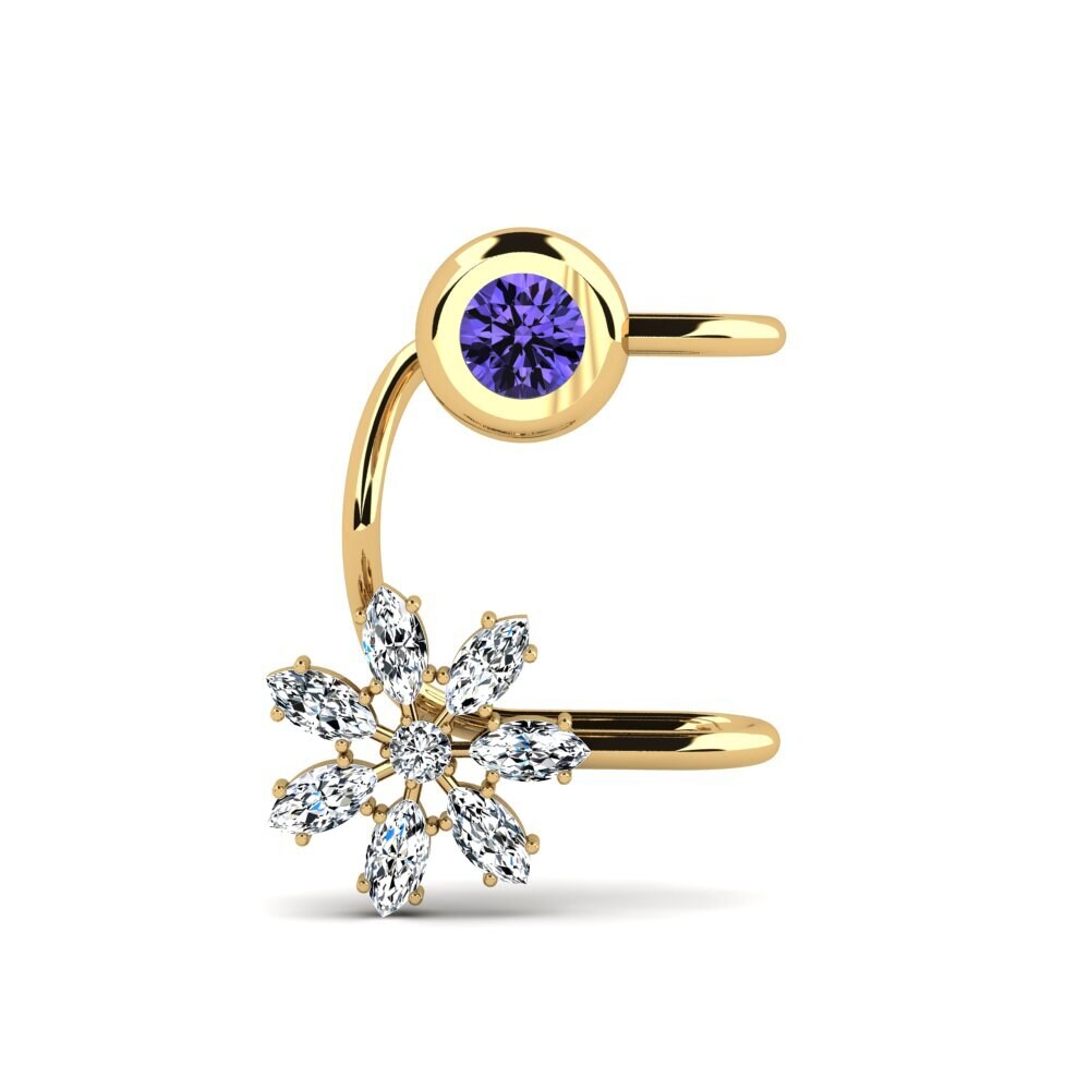 14ct Yellow Gold Tanzanite Women's Earring Quiroga
