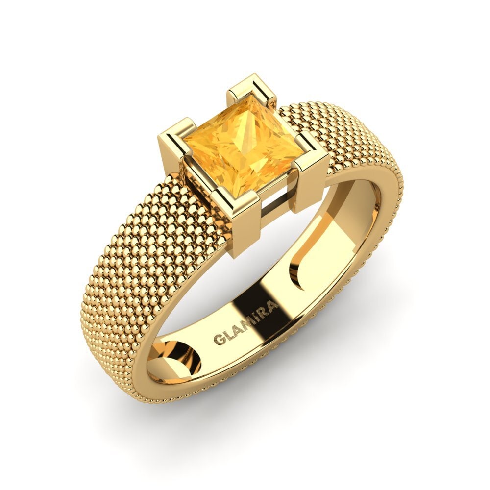 18k Oro Amarillo Citrino Anillo de compromiso Quishm
