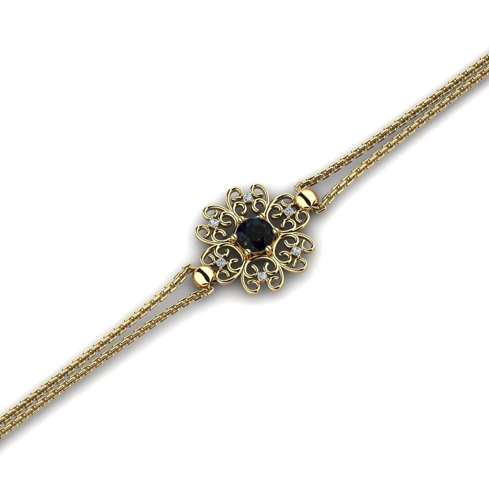 14ct Yellow Gold Black Opal Women's Bracelet Quiteze