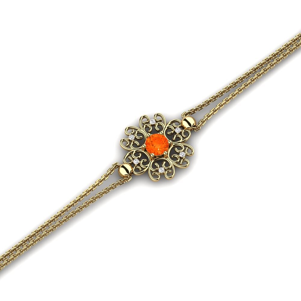 14k Oro Amarillo Ópalo Fuego Pulsera de Mujer Quiteze